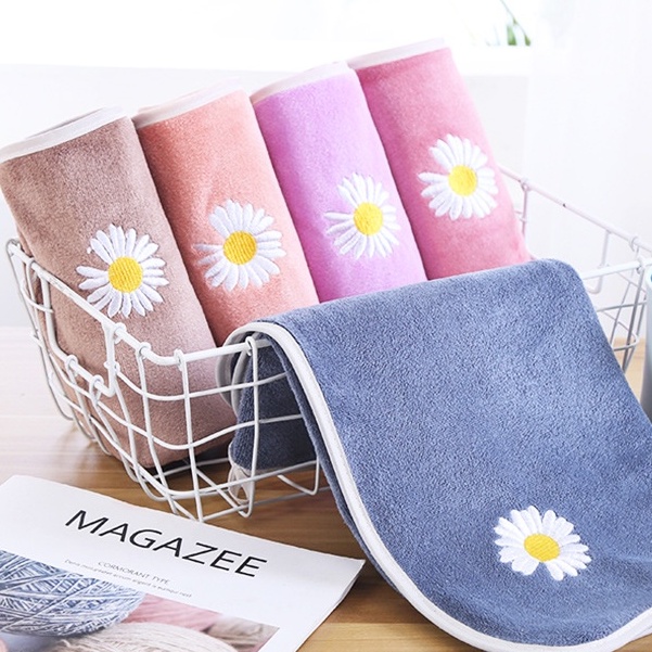 Khăn tắm hoa cúc nhập Hàn Quốc cỡ lớn 75x35cm, chọn màu, siêu mềm mịn nặng 150g