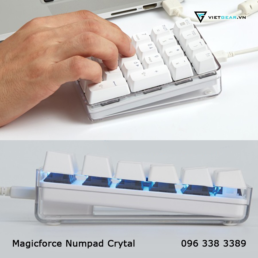 Bàn phím cơ Magicforce Numpad Crytal, phím số numpad, led trắng, gateron switch