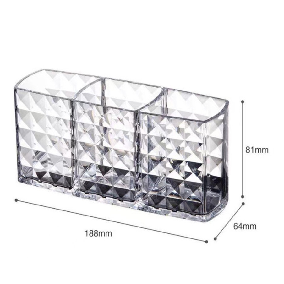 Hộp đựng cọ trang điểm, son môi 3 ngăn HAMI trong suốt