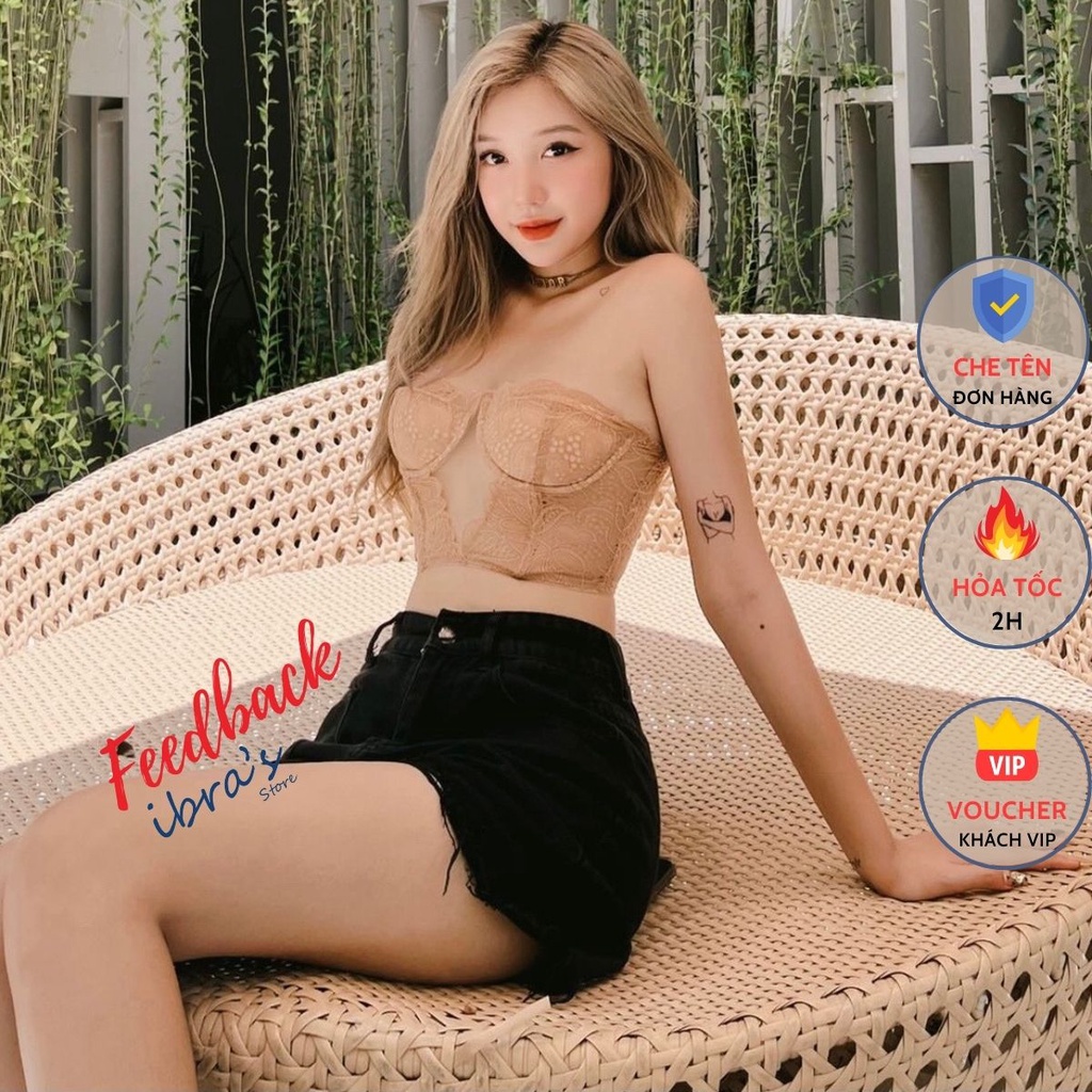 Áo Ngực Không Dây Bra Ren iBRA's STORE Áo Lót Bralette Nữ Có Gọng Nâng Nhẹ, Đệm Mút mềm mại xuyên thấu Sexy A21