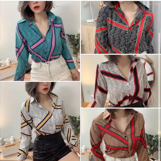 Sơ mi chữ sọc báo hàng hót