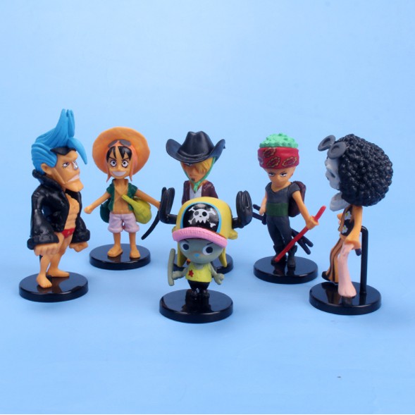 Set Mô hình 6 nhân vật phim One Piece nhựa đặc PVC trang trí bàn làm việc, trưng bày, làm đồ chơi