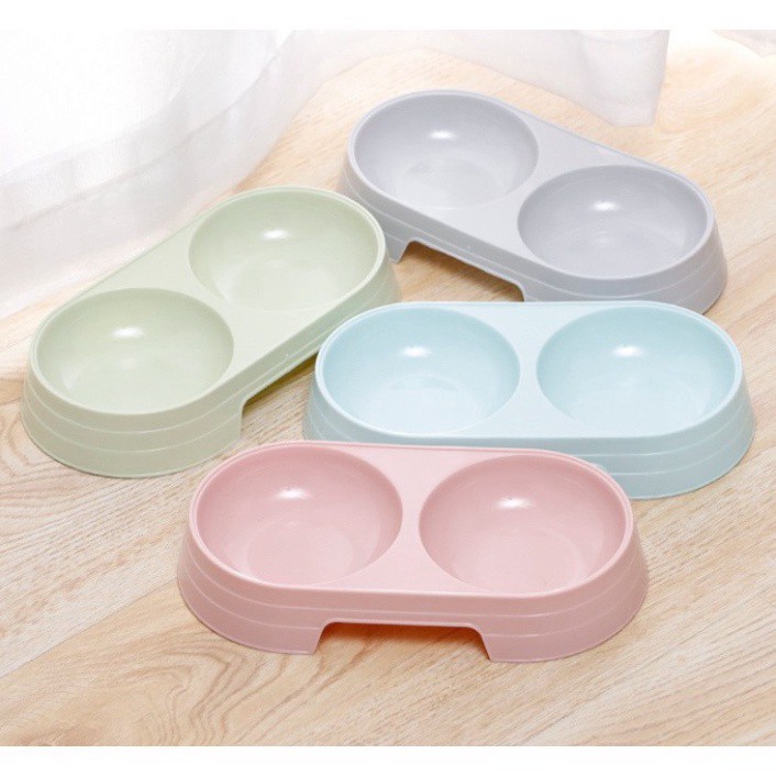 [HỎA TỐC HCM] Bát Ăn Đôi Tròn Nhựa Cao Cấp Cho Chó Mèo - Nhiều Màu Sắc