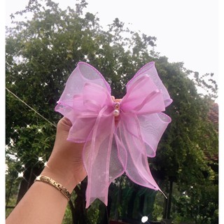 Nơ kẹp tóc ruy băng voan bản to