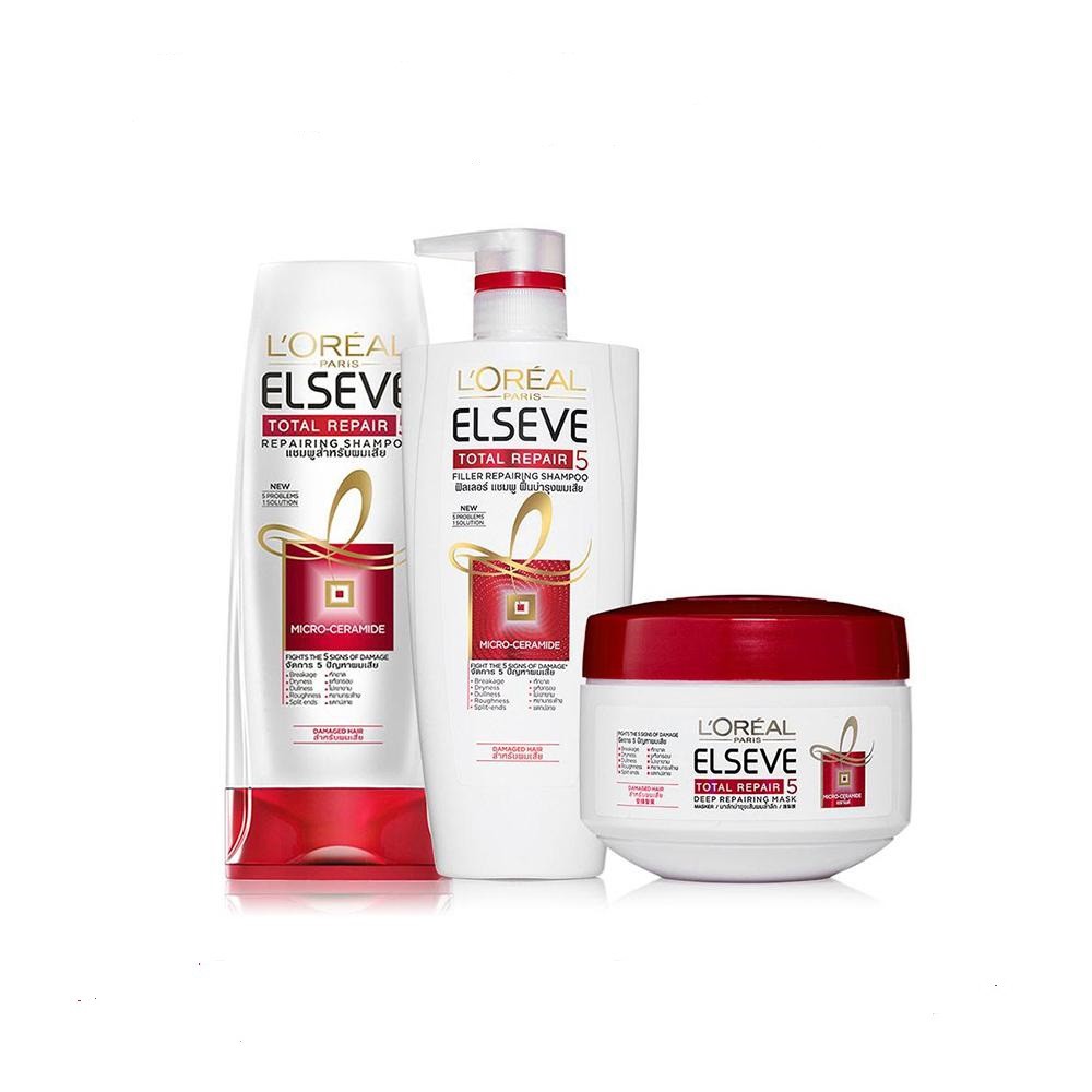 Dầu Gội, dầu xả Phục Hồi Tóc Hư Tổn LOreal Total Repair 5 620ml