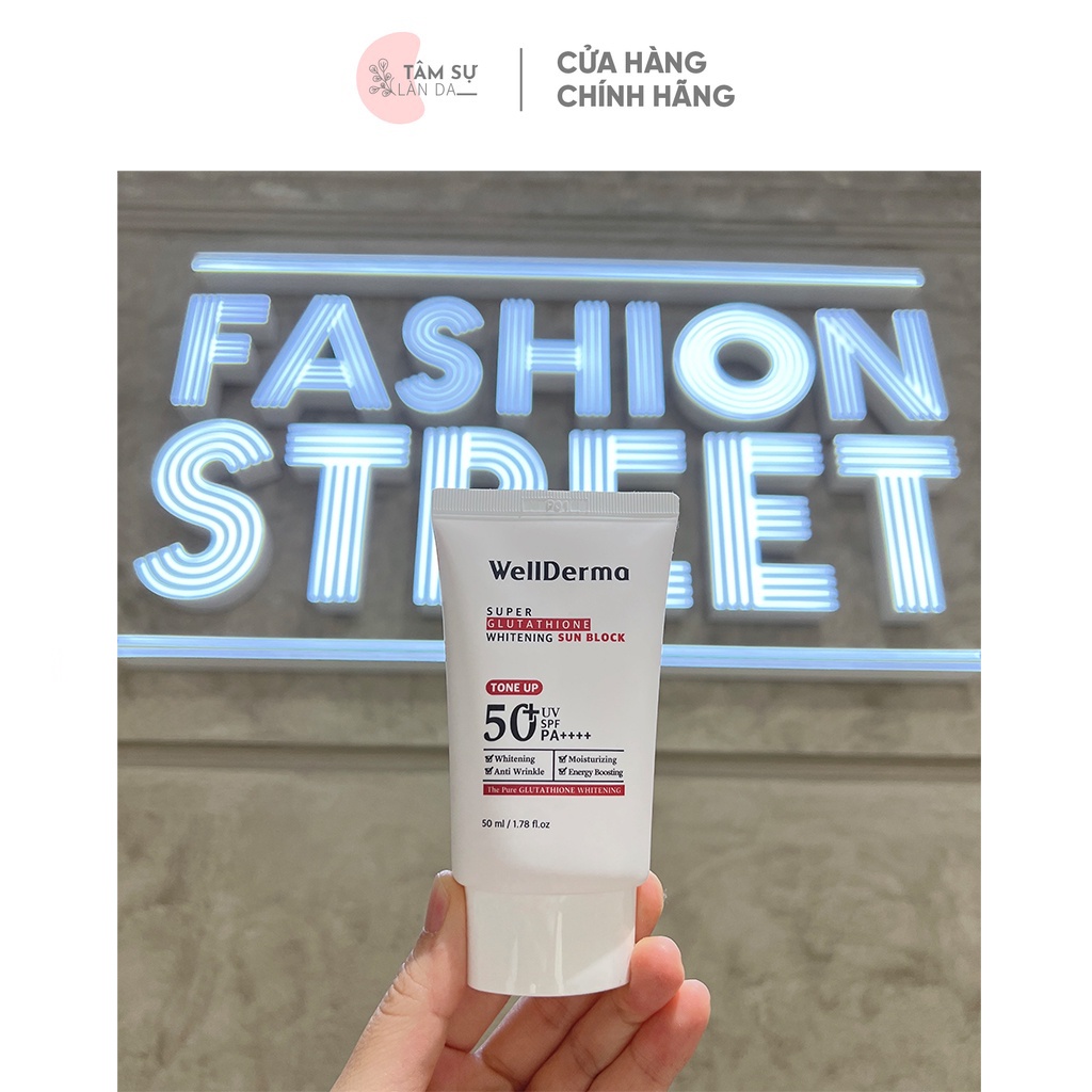 Kem Chống Nắng Nâng Tone WellDerma Super Glutathione Whitening Sun Block Tone Up SPF50+ PA++++  50ml