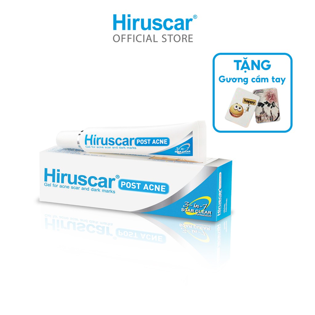 Gel chăm sóc sẹo mụn và mụn thâm Hiruscar Post Acne 10g - Tặng 1 gương cầm tay