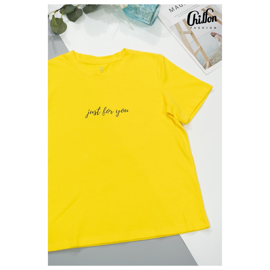 Áo phông nữ thời trang họa tiết chữ cao cấp thiết kế Chiffon, áo thun nữ đẹp