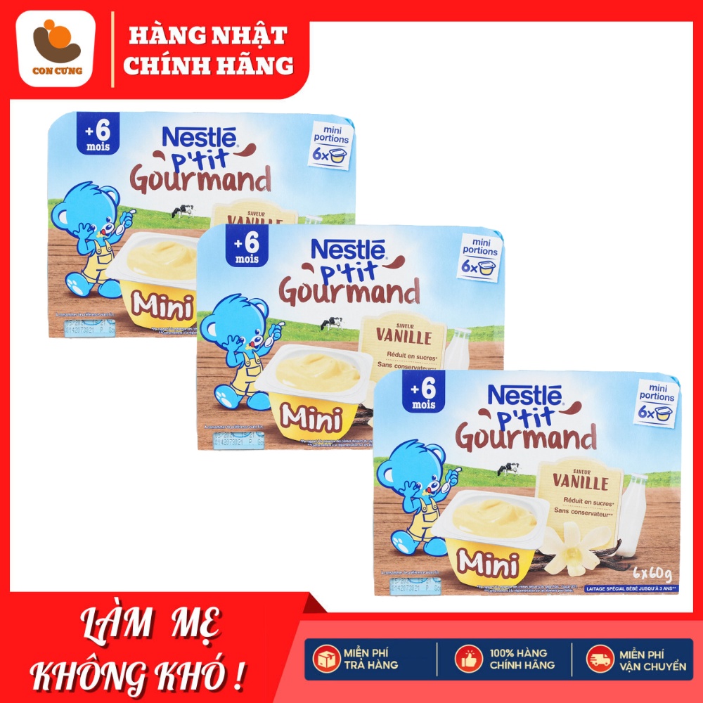Váng sữa  nestle Pháp, Váng sữa cho bé bổ sung dinh dưỡng, 6 hộp x 60g [T8/2023]