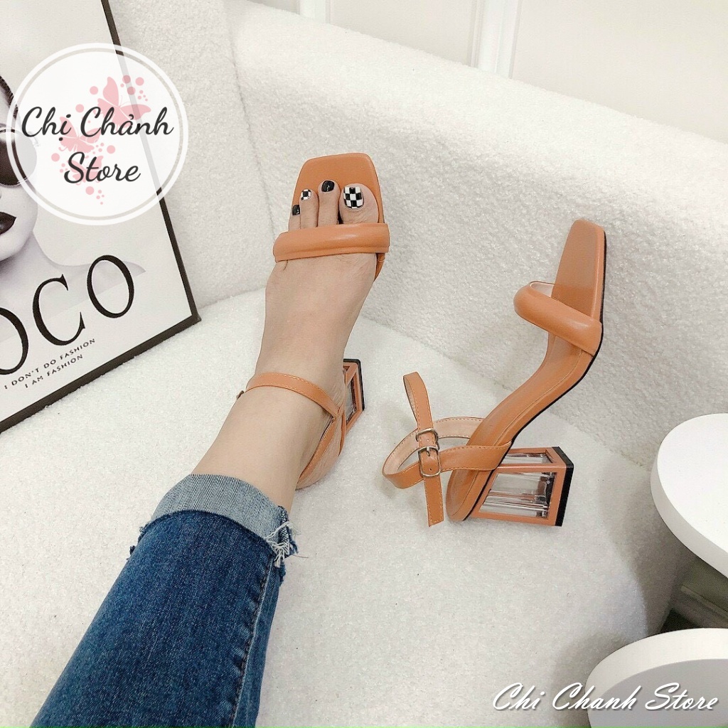 Sandal Cao Gót 7p Gót Mica Trong Thời Trang Chất Da Mềm Lên Chân Cực Xinh Giày Cao Gót Trắng Nâu Đen Chị Chảnh Store