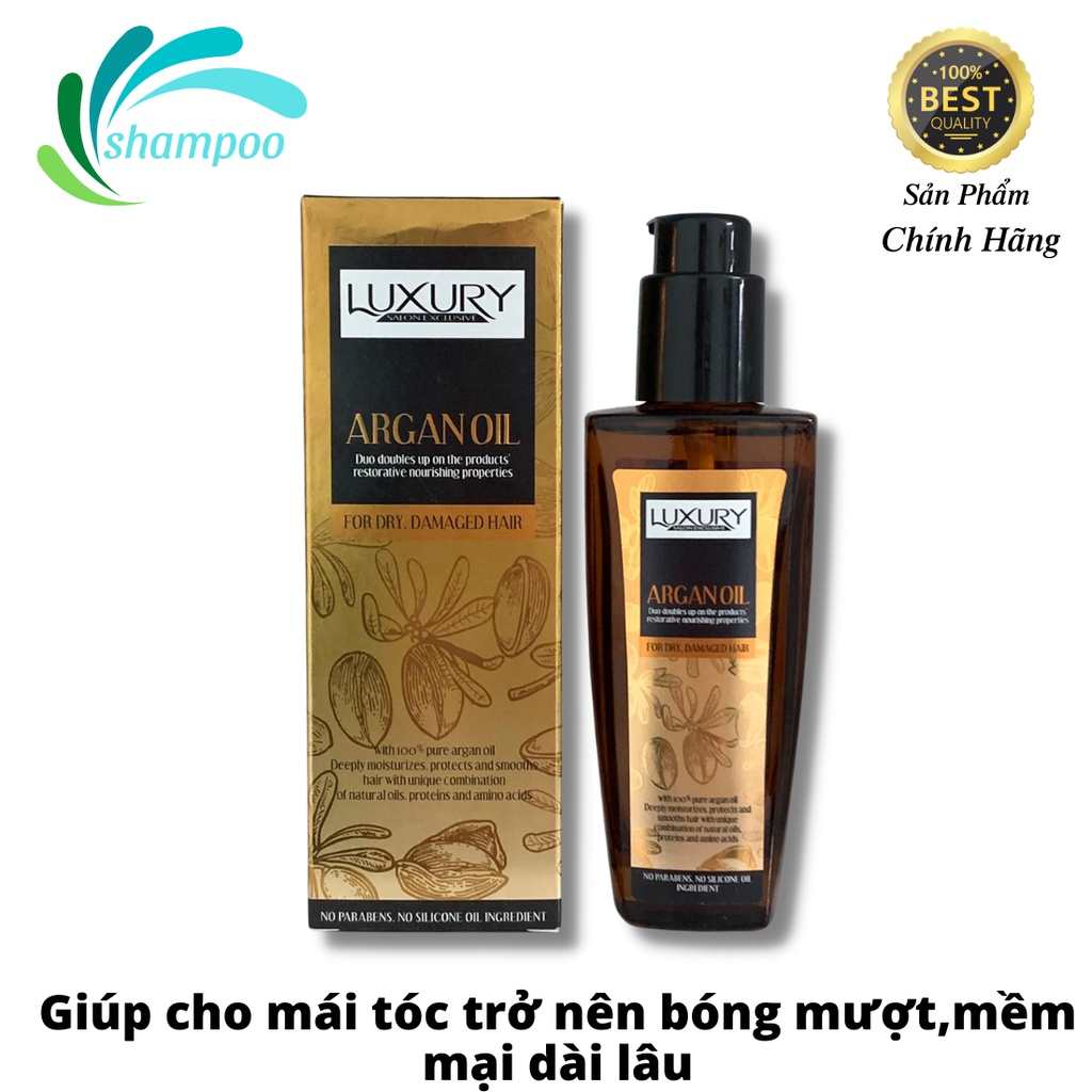 Tinh dầu dưỡng tóc LUXURY ARGAN OIL 100ml khắc phục hư tổn bóng mượt tóc phục hồi tóc