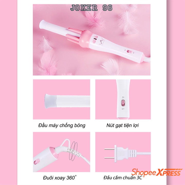 Máy Uốn Tóc Làm Xoăn Xoay Tự Động 360 💗Độ Hàng Chính Hãng Bảo Hành 6 Tháng