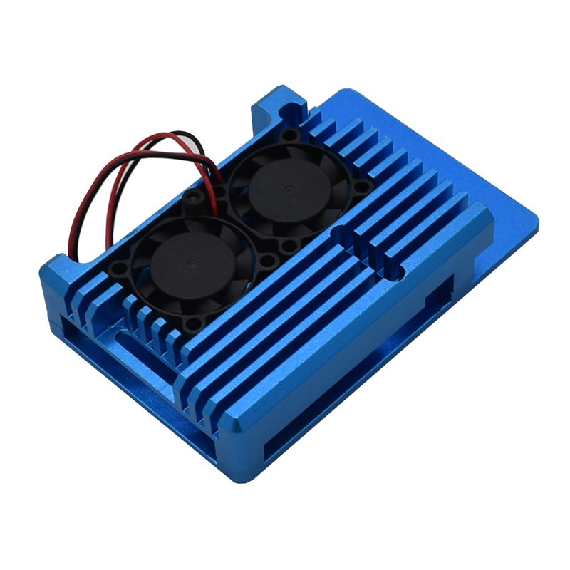 4B Aluminum Case Enclosure CNC Cover with Heatsink Cooling Dual Fan for Raspberry Pi 4 Model B