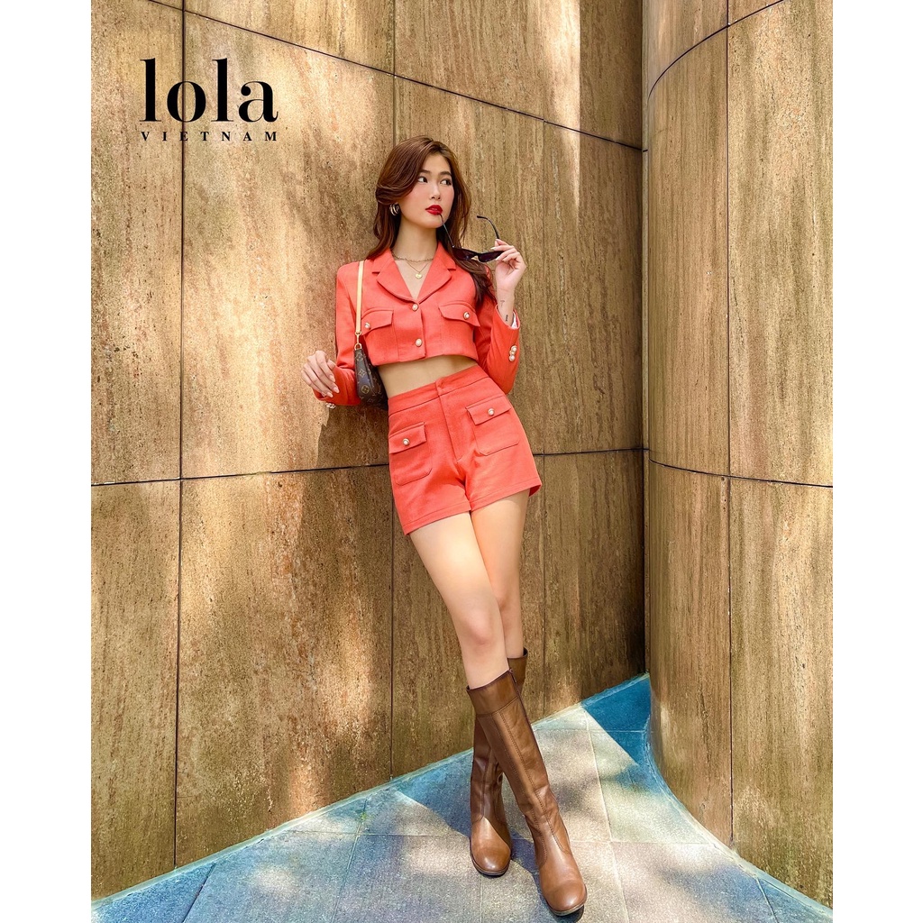 Bộ Vest Nữ Ngắn LOLA VIETNAM Thiết Kế Công Sở Sang Chảnh Áo Blazer Croptop và Quần Đùi 𝐋𝐎𝐔𝐈𝐒𝐀 SET01