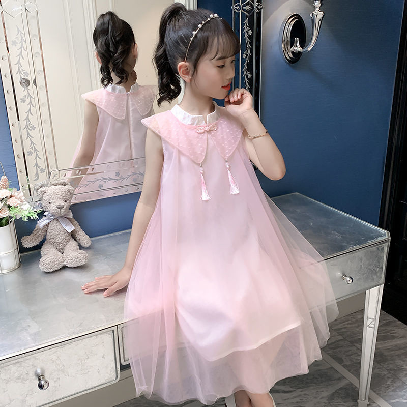 áo bé gái size đạiváy dàiஐCô gái Hanfu váy mùa hè 2021 mới siêu cổ tích nước ngoài gạc phong cách Trung Qu