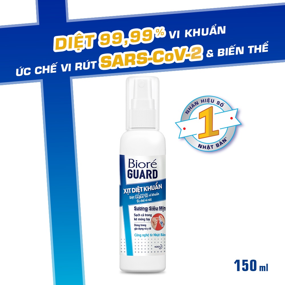 Mã FMCGKAO62 giảm 8% đơn 250K Xịt Diệt Khuẩn Bioré Guard 150ml