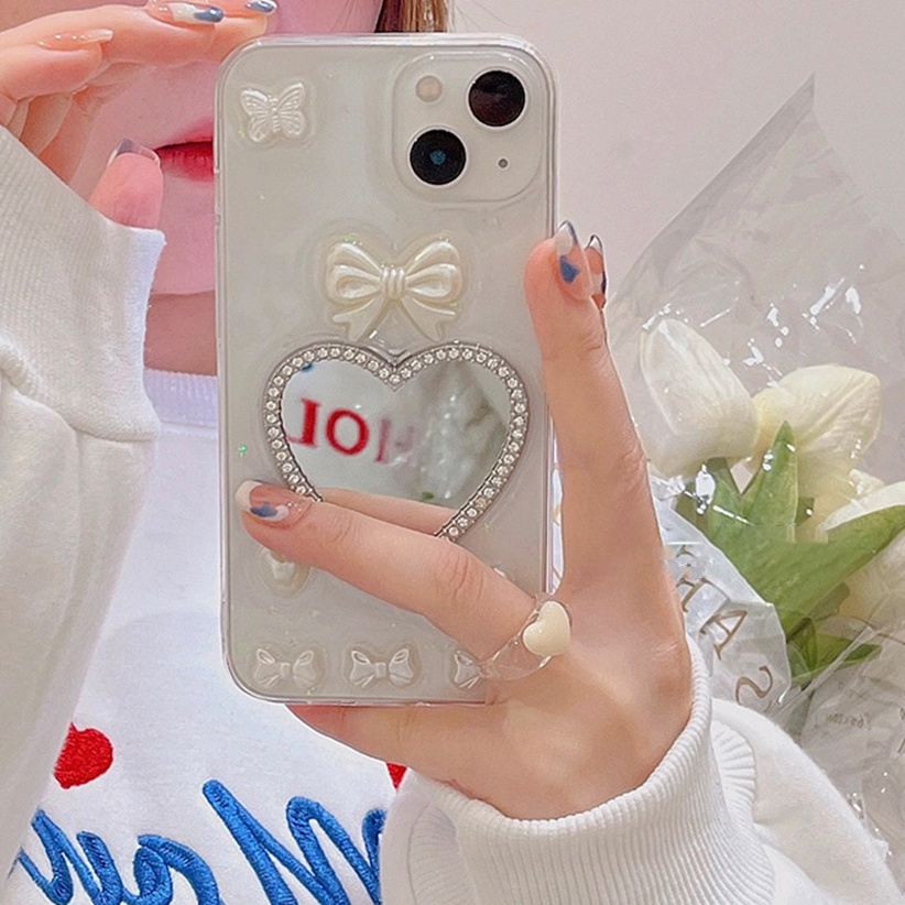 Ốp Điện Thoại Tpu Mềm Trong Suốt Chống Sốc Có Gương Trang Điểm Cho iPhone 14 Pro Max 11 12 13 Pro Max Xs XR 8 7 Plus