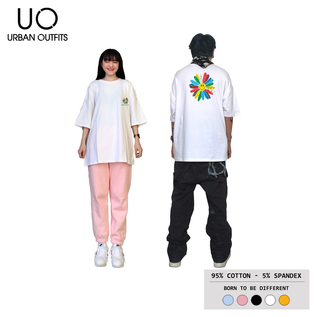 Áo Thun Tay Lỡ Nữ Nam Form Rộng URBAN OUTFITS In Hoa Cúc Màu ATO05 Cotton 4 Chiều Local Brand