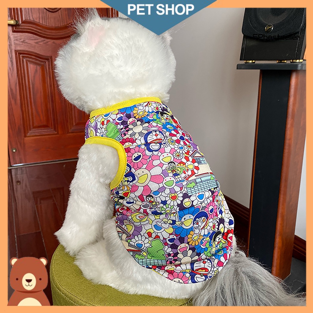 Áo thun cổ tròn in họa tiết hoạt hình dành cho thú cưng