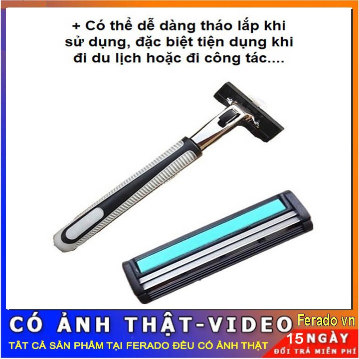 Dao cạo râu combo 36 lưỡi kép, 1 thân dao, 1 tuýp bọt, Bộ cán cạo kèm lưỡi và kem tạo bọt có hộp đựng FERADO