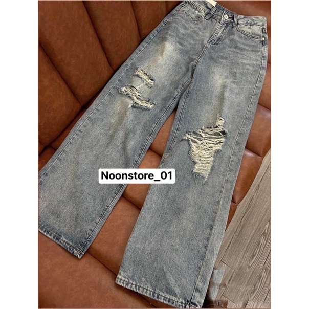 Quần JEAN nữ ông suông rách gối - ảnh thật hàng loại 1 có sẵn