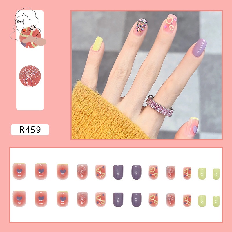 Bộ 24 Móng Tay Giả Trang Trí Xinh Xắn