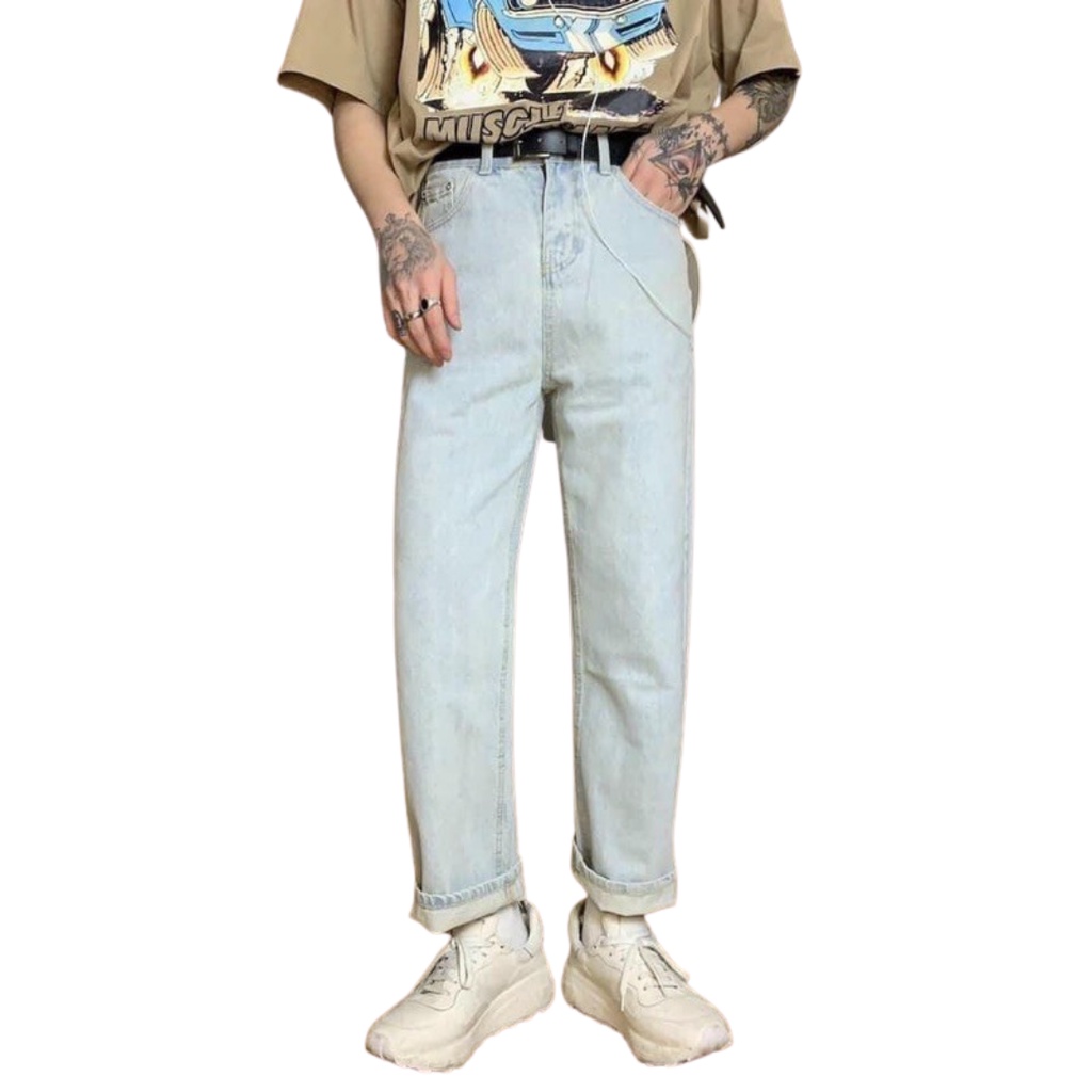 Quần baggy jean nam VN CLO wash xanh bạc - QJ057