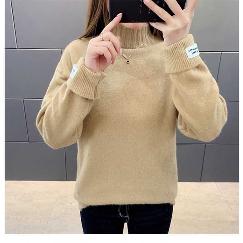 Áo len SUXI dài tay cổ cao dáng rộng thiết kế mới thời trang mùa thu dành cho nữ