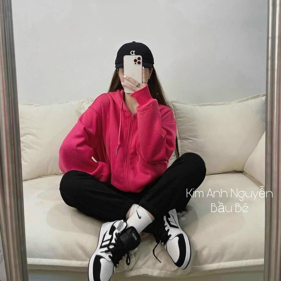 [ảnh thật-sẵn] Quần nỉ tăm form rộng bo gấu trơn