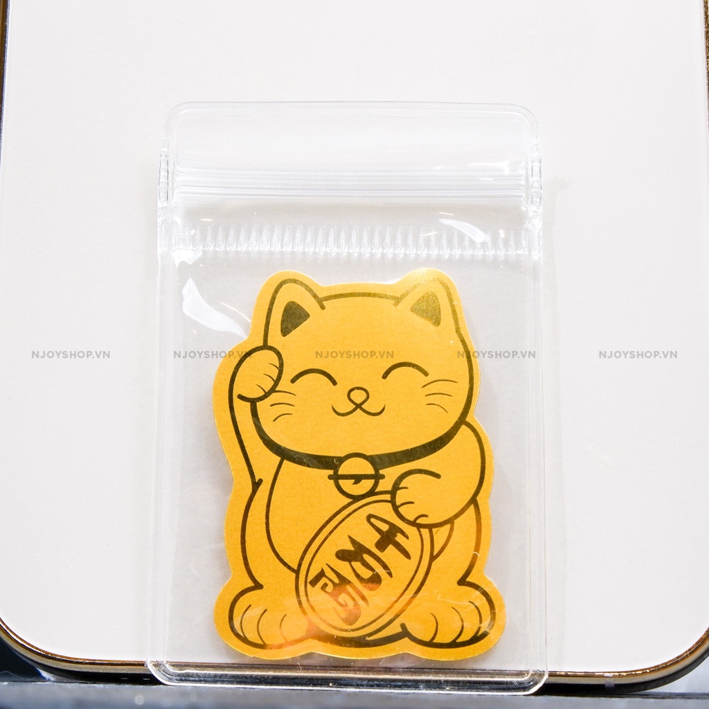 Miếng Dán Sticker Mèo Thần Tài Linh Vật May Mắn Thu Hút Tài Lộc