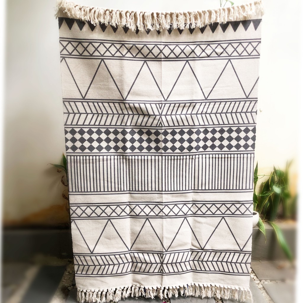 Thảm phòng khách cotton tua rua 120x170cm