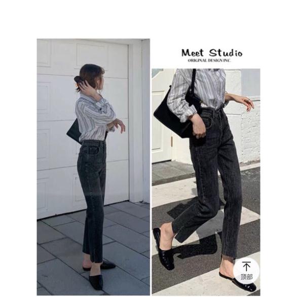 Quần jean bò ống rộng suông xuông nữ jeans cạp cao phong cách Hàn Quốc sành điệu style năm 2022 HoHaJean22 | BigBuy360 - bigbuy360.vn