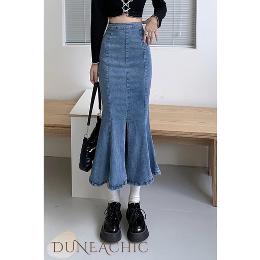DUNEA Chân Váy Đuôi Cá Xẻ Tà Cỡ Lớn Thời Trang Mới Cho Nữ
