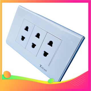 Mặt 3 ổ cắm đơn 2 chấu Titan White