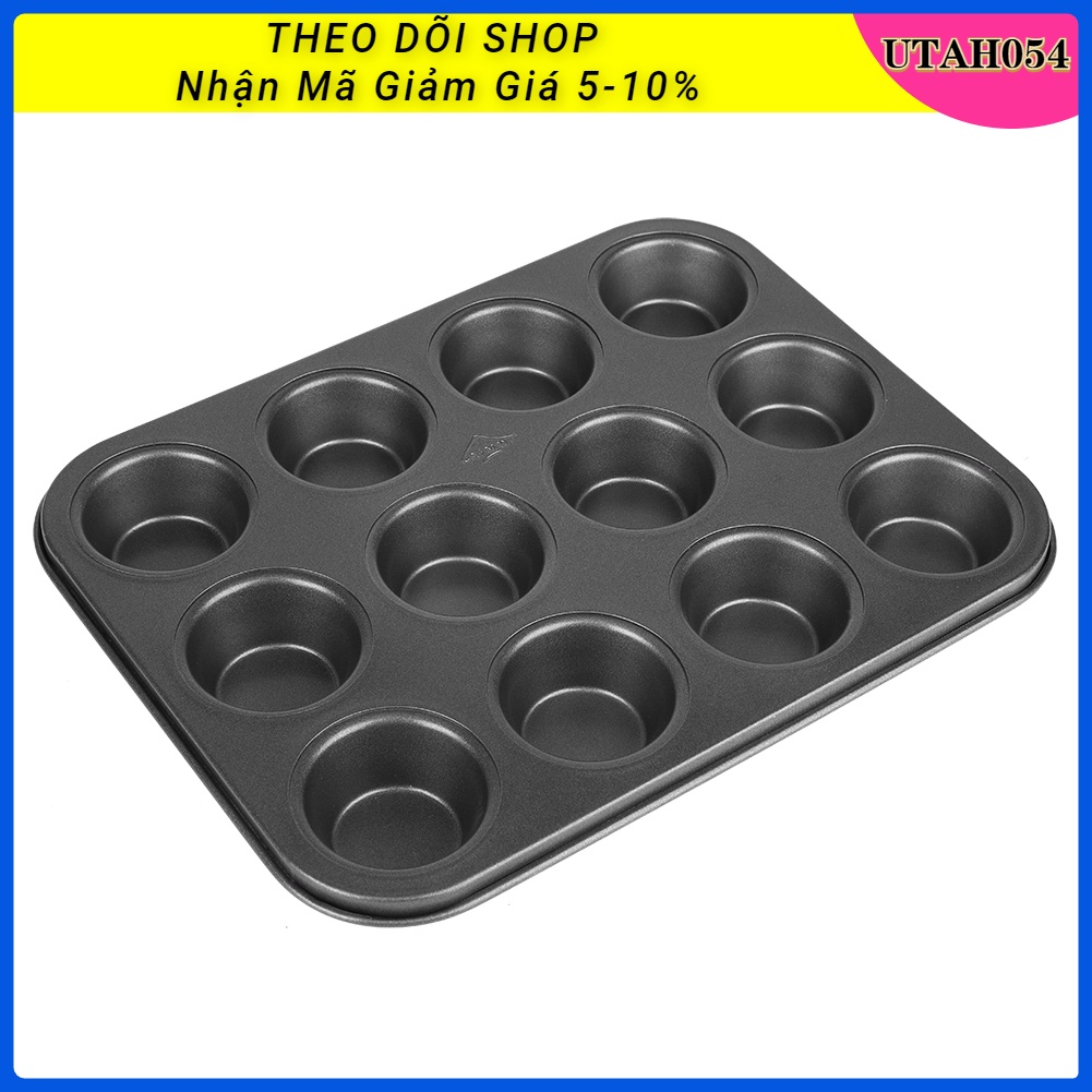 Hàng Sẵn 12 Cup Muffin chuyên nghiệp / Yorkshire Pudding / Cupcake Tray Bakeware Non-Stick Khuôn cupcake chống dính cao cấp 12 lỗ nhỏ Khuôn nướng bánh muffin【Utah054】