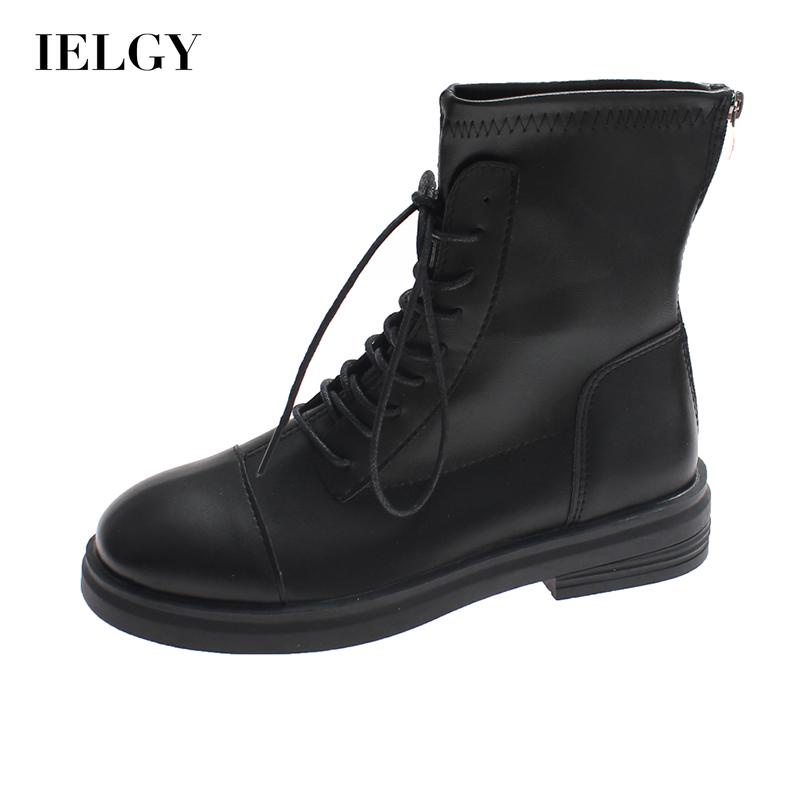 Giày boot Martin nữ IELGY kiểu Anh mũi tròn buộc dây phong cách Hàn Quốc
