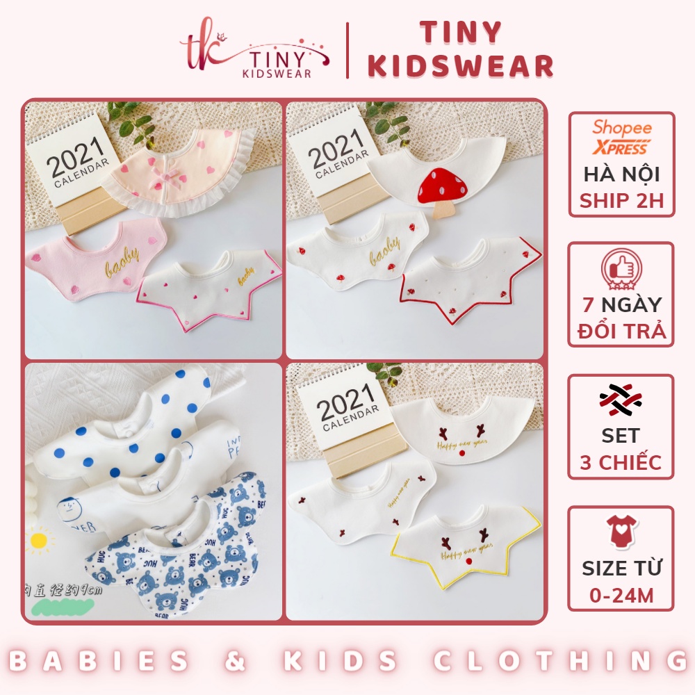 Combo set 3 yếm cổ tròn giả cổ áo xinh xắn cho bé 0-2 tuổi [Y3,6]