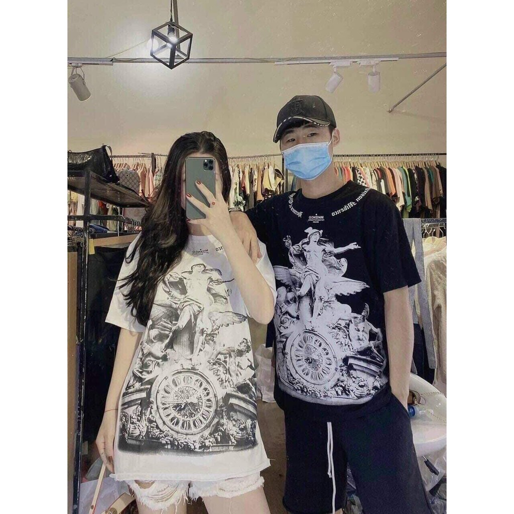 Áo thun tay lỡ form rộng MIKENC in hình siêu chất hai màu trắng đen áo phông rộng nam nữ unisex oversize tee streetwear