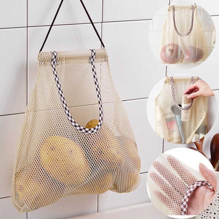 Túi lưới đựng hành tỏi rau củ quả đựng mỹ phẩm treo tường tiện dụng