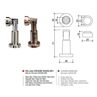 Hít cửa VICKINI 45305.001 BSN trắng
