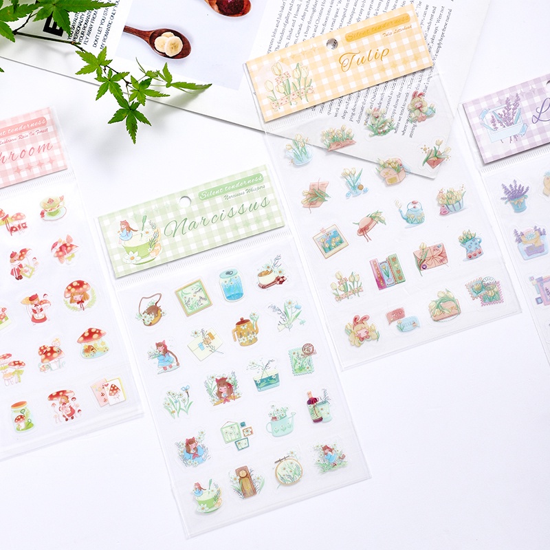 Tờ nhãn dán trang trí sổ tay hình bông hoa