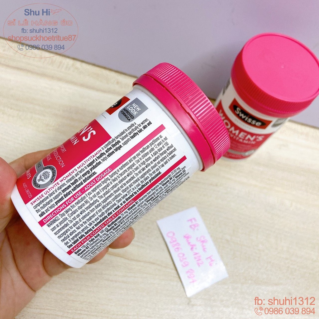 Vitamin tổng hợp cho phụ nữ từ 18 đến 50 tuổi multivitamin for women, swisse women’s ultivite multivitamin 60 viên úc