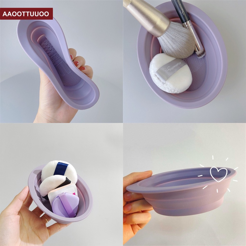 Miếng Rửa Cọ Trang Điểm Bằng Silicone Hình Quả Trứng Màu Sắc Tím