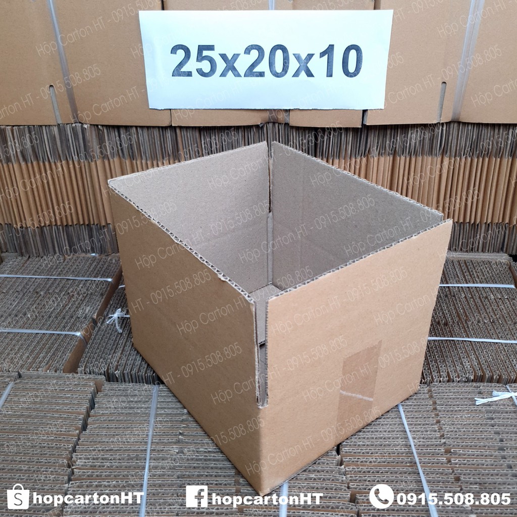 25x20x10 Combo 40 Hộp Carton Đóng Hàng, Thùng Bìa Giấy Giá Rẻ Tiện Lợi - Hộp Carton HT