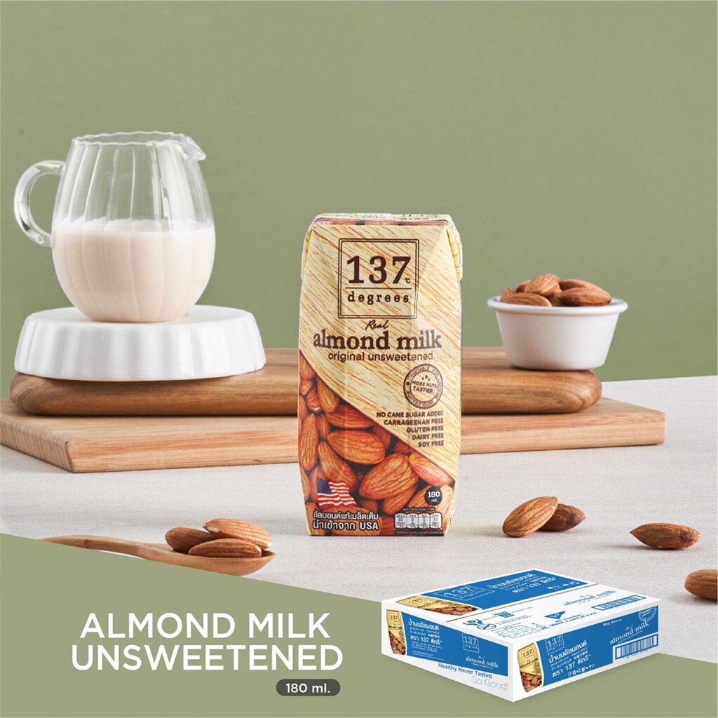 LỐC 3 HỘP SỮA HẠT HẠNH NHÂN NGUYÊN CHẤT KHÔNG ĐƯỜNG ALMOND MILK UNSWEETENED ORIGINAL 137 DEGREES 180ML
