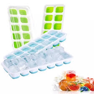 Khay Làm Đá Silicon 14 ô Có Nắp Đậy Tiện Lợi Đế Silicon Dễ Lấy Đá