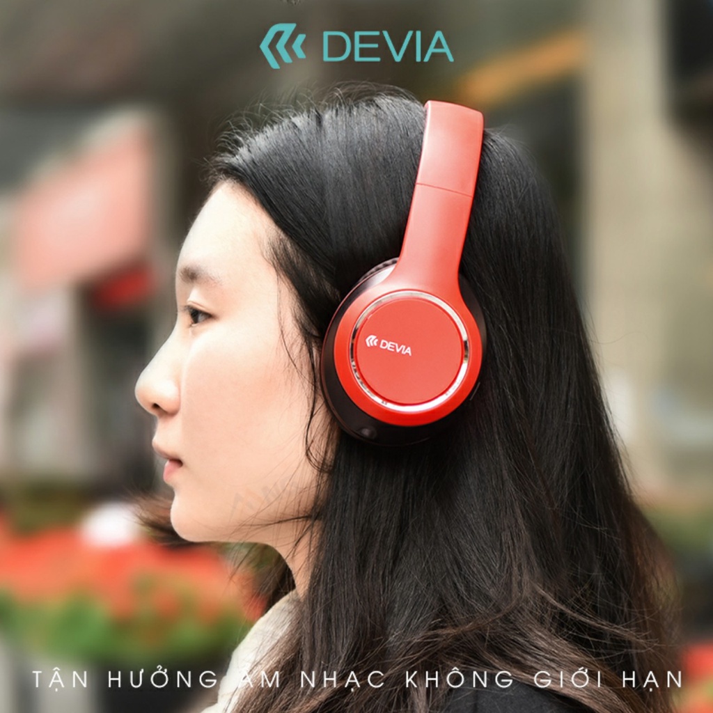 Tai Nghe Bluetooth Không dây headphone chụp tai DEVIA Kinton series có mic nghe nhạc liên tục 18H Hàng chính hãng