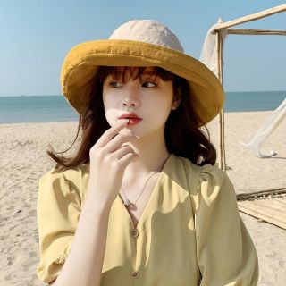 Mũ vải nữ, mũ rộng vành 2 mặt trơn màu
