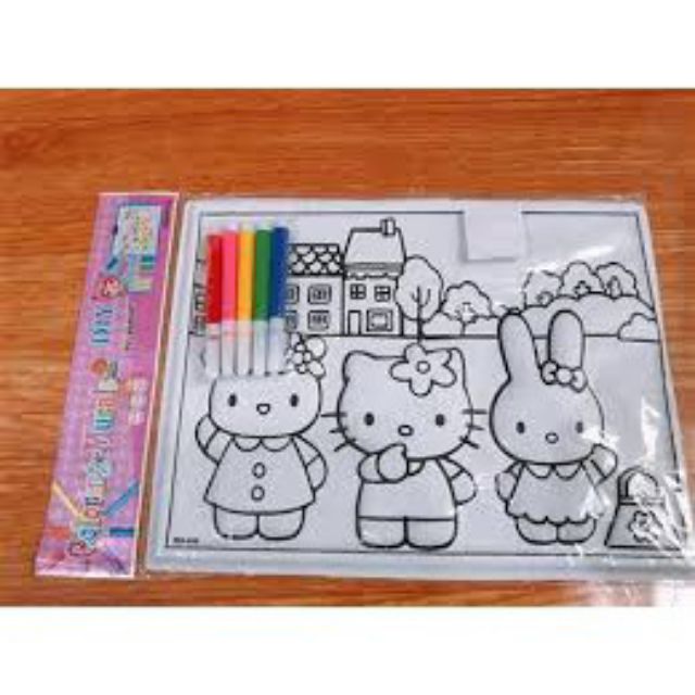 1 Bức Tranh Tô màu tặng kèm 5 bút màu cho bé- TRANH TÔ KÈM 5 BÚT KHỔ A4