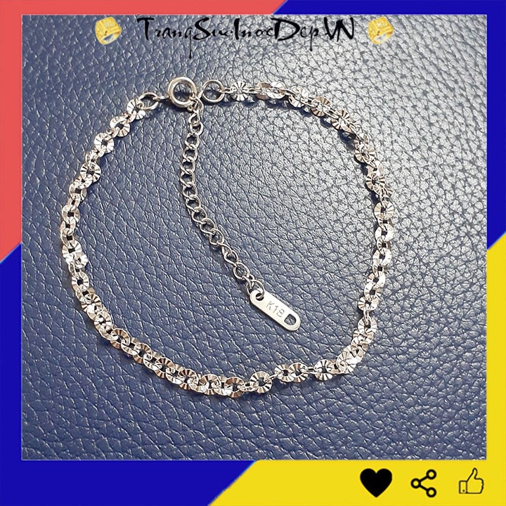 Lắc chân nữ inox kiểu chữ cong chạm chiếu lấp lánh 4mm sáng đẹp, không đen, đem lại vẻ đẹp cho đôi chân quyến rũ của bạn